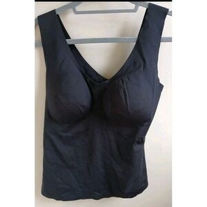 NWT Knix Nylon V Neck Tank Top With Bra Black Size XXXL Shapeware